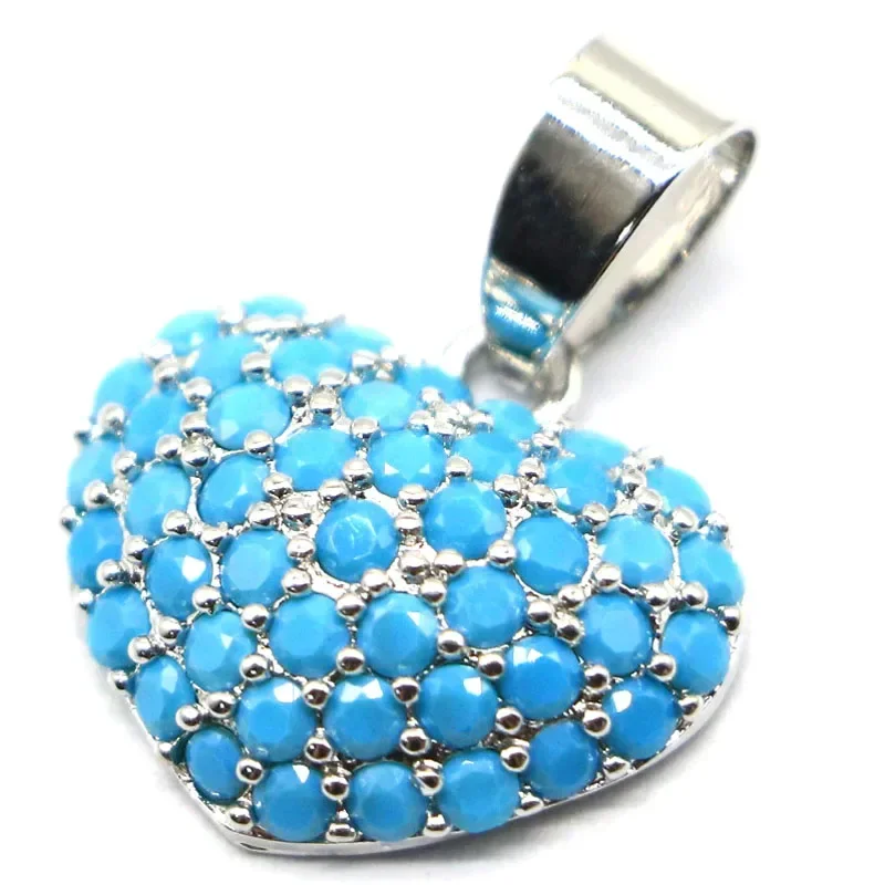 2g 925 SOLID STERLING SILVER PENDANT Heart Shape Purple Amethyst Spessartine Garnet Tanzanite Blue Turquoise