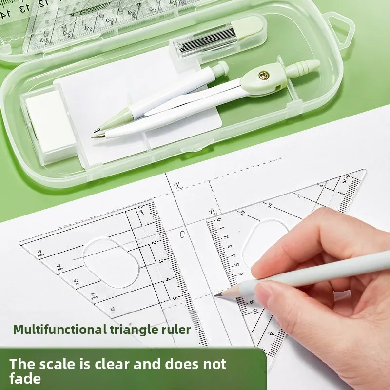 전문가용 자 세트 특수 자 테스트 드로잉 투명 직선자 삼각판 각도기 컴퍼스 학생용