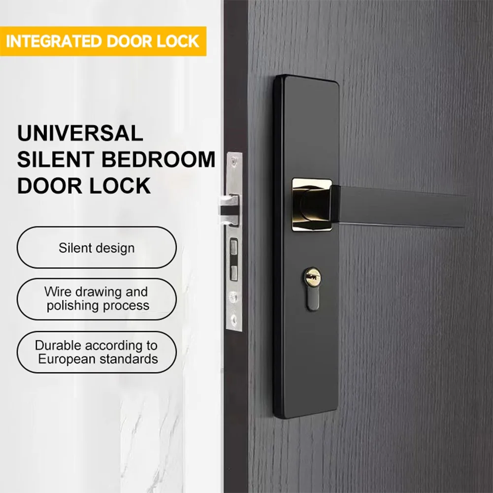Security Door Handle Lock with Keys Anti-theft Silent Split Handle Door Knobs Lock for Interior Wood Security Entrance