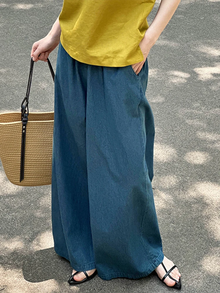[LANMREM] Fashion Sunscreen Wide Leg Pants For Women Elastic High Waist Office Lady Loose Trousers 2024 Summer New 26D9369