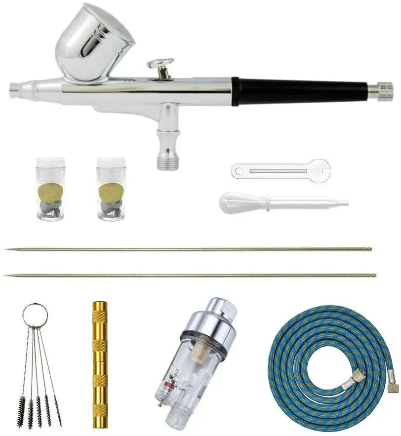 

JOYSTAR 0.2mm/0.3mm/0.5mm Dual Action Airbrush Spray Paint Gun Kit Complete Set with Hose, Nozzle, Needle Filter Cleaning Set