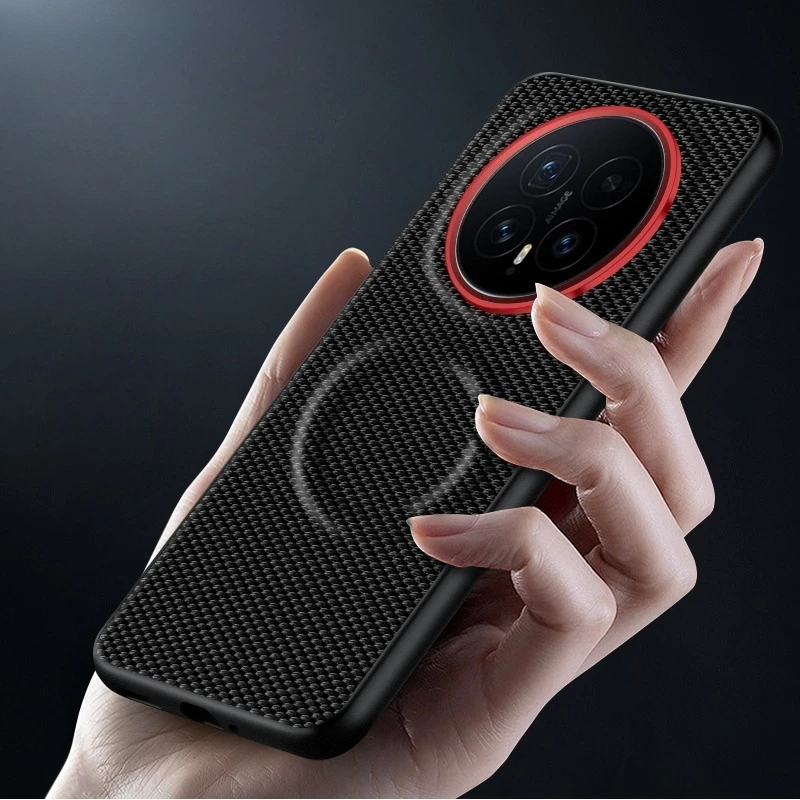 Luxury ELVEV Magnetic Weave PU Leather Anti-fall Case with Wireless Charging