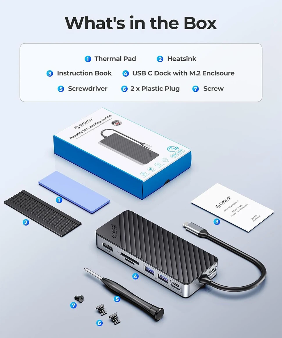 Orico-ドッキングステーションハブ,8 in 1,usb 3.2,m.2 ssd