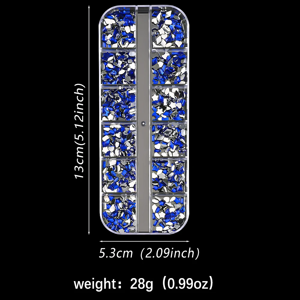 12 Gitter 3D Bunte Mini Harz Nail Art Strasssteine Gemischter Stern/Schmetterling/Liebe Diamanten Nagel Charms DIY Maniküre Dekorationen Edelsteine – Detail 1