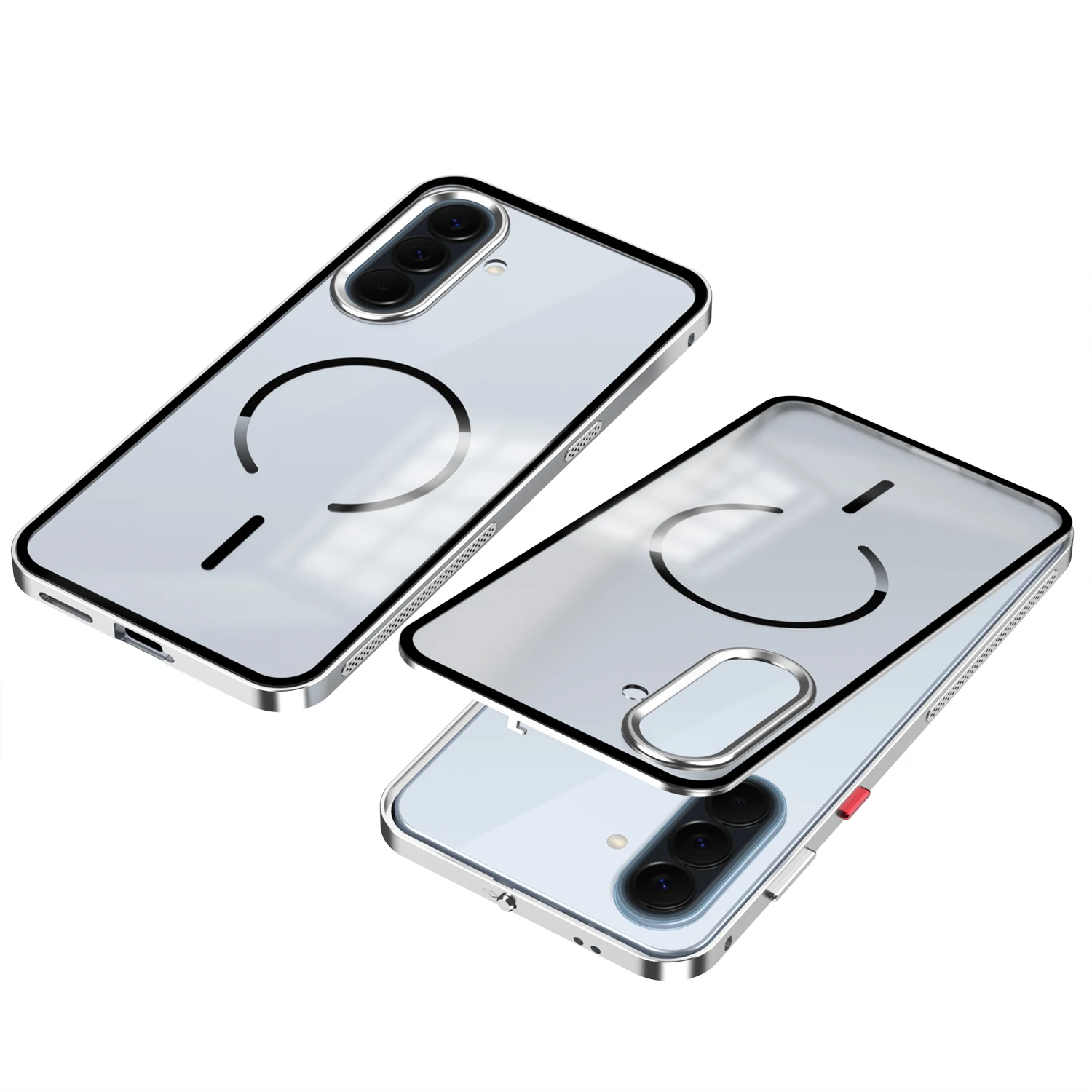 Frosted Phone Case with Aluminum Metal Frame, Magnetic Matte Backplate, Anti-Drop Protective Cover