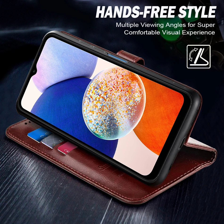 Elegant Leather Wallet Flip Cover for Samsung Galaxy A14 - Premium Phone Case