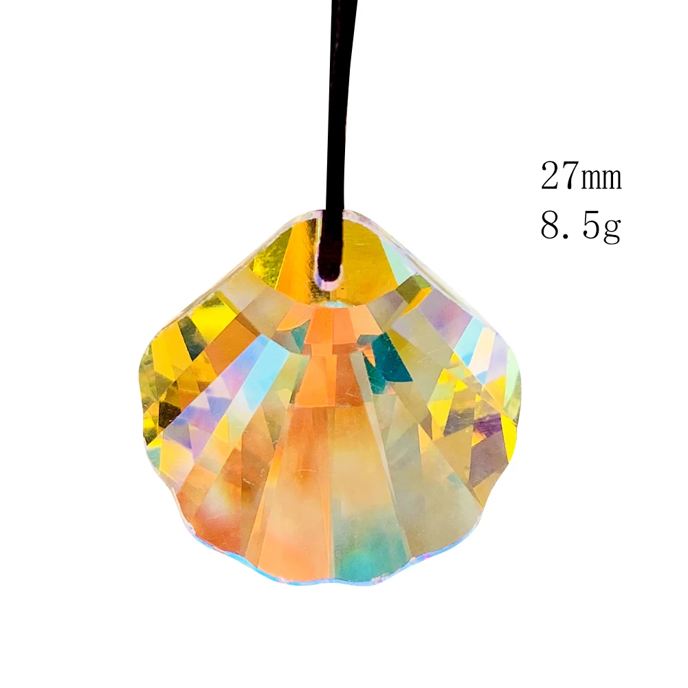4PCS 27mm Aurora Shell Crystal Faceted Prism Hanging Accessories Sun Catcher Pendant Chandelier DIY Craft Home Decor