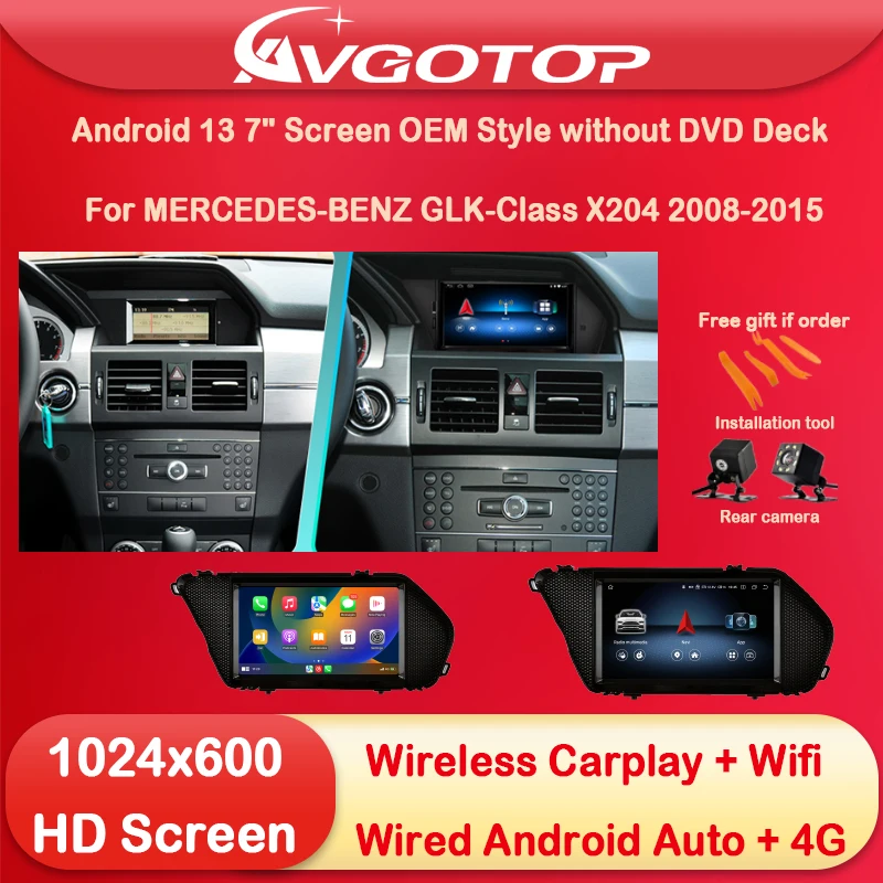 

Android 13 7" Screen OEM without DVD For MERCEDES-BENZ GLK-Class X204 2008-2015 LHD Car Multimedia Stereo Carplay Android Auto
