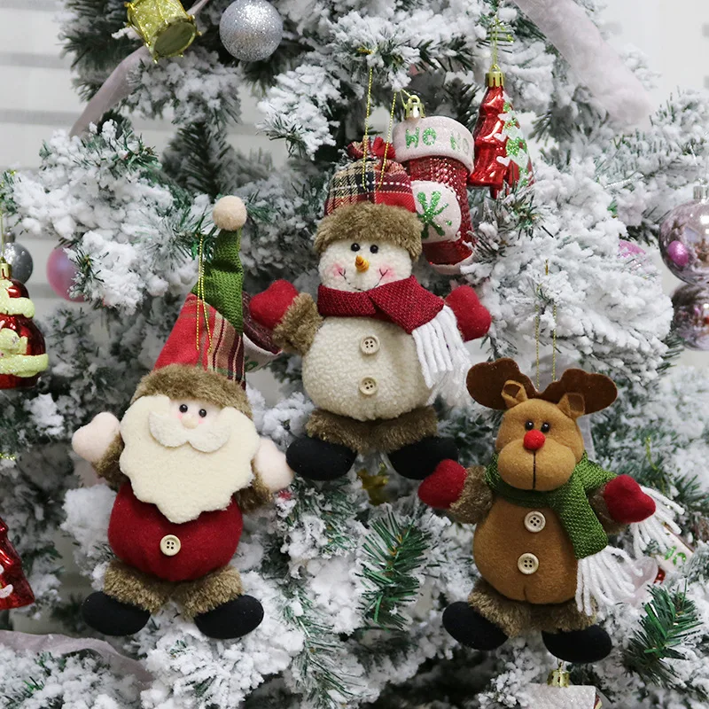 

Christmas Plush Doll Pendant Cartoon Santa Snowman Elk Xmas Tree Hanging Pendant 2024 New Year Noel Merry Christmas Ornaments