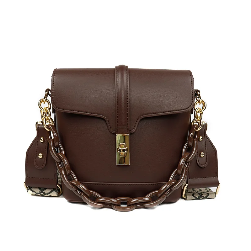 Premium sense bucket bag  new trend simple fashion wild chain lock shoulder messenger bag portable female bag crossbody bags