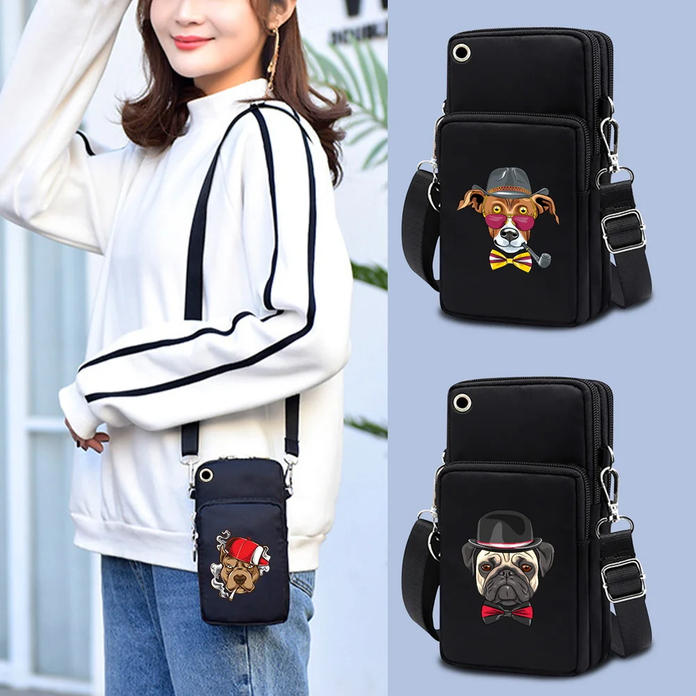 Small Shoulder Bags Women Mobile Phone Bags Mini Female Messenger Purse Dog Print 2022 CrossBody Bag Sports Wallet Wrist Pack women s mini shoulder bag constellation print handbag wrist pouch wallet sports cell mobile phone bag crossbody bags for girls