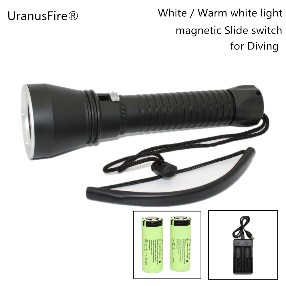 

Uranusfire UF-P70 Tactical Flashlight XHP70 LED High Brightness Scuba Diving Light 4000 Lumens Adjustable Lanterna for Divers