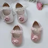0-2Years Spring New Girl Cute Lace Walking Shoes Korean Anti Slip Breathable Soft Sole Satin Rose Ballet Style Princess Shoes 1
