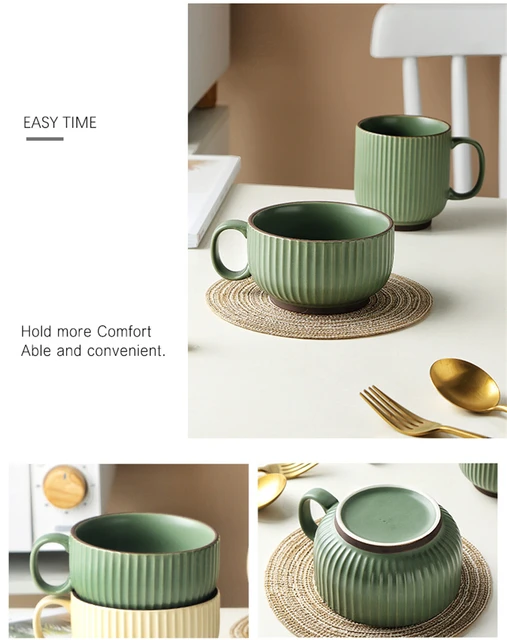 Tazze Caffè Ceramica 650ml - Con Manici, Resistente Al Calore, Per Colazione, Latte, Succo (Rosa)