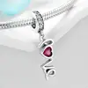 Charming Pink CZ Heart Authentic 925 Sterling Silver Bead DIY Jewelry Making Fit Original LYNACCS Charms Bracelet Women 5