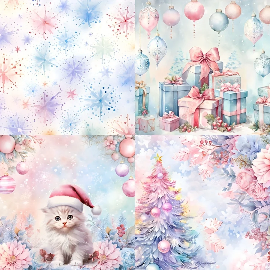 Stickers Scrapbooking Supplies Scrapbooking Paper 56pcs Background Paper and Sticker Rainbow Color Christmas With Tree Ornement For Scrapbooking Paper Craft Junk Journal