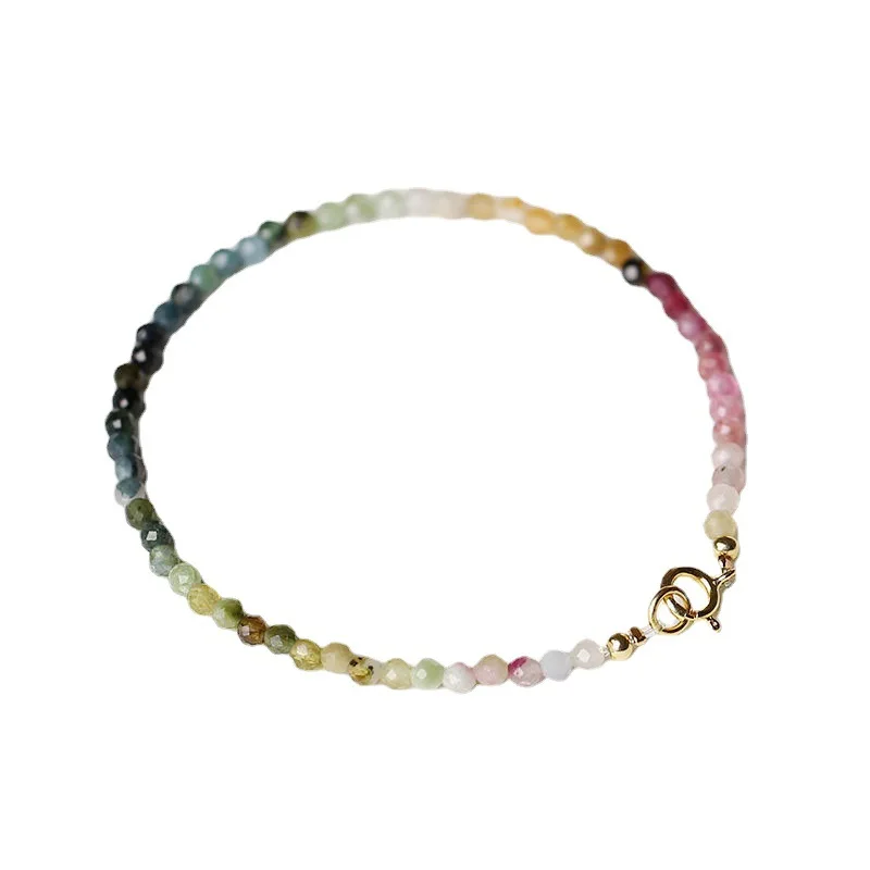 Unisex Bracciale Elastico In Tormalina Multicolor - Gioielli - Brac
