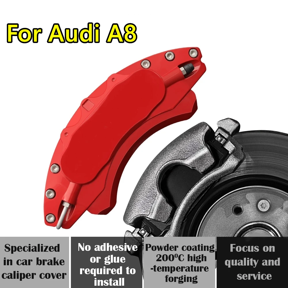 

For Audi A8 Car Brake Caliper Cover Aluminum Alloy Metal Kit Fit 3.0L 3.7L 4.2L 6.0L W12 2004 2005 2006