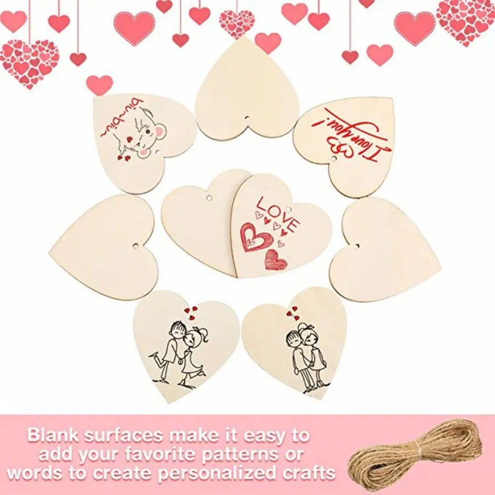 30 Stück 8/10 cm DIY leere Holzspäne Valentinstag Geburtstag Party Weihnachten Liebe handbemalt Anhänger Kindergarten Party Geschenk – Detail 10