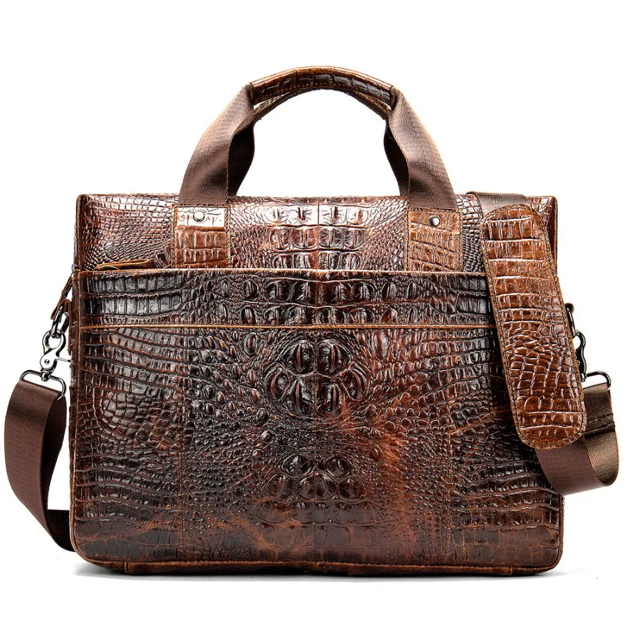 

Crocodile pattern Men Messenger Bags Real Cow Leather Shoulder Bag Business Briefcases Male Big Capacity 14 Inch Laptop Handbag
