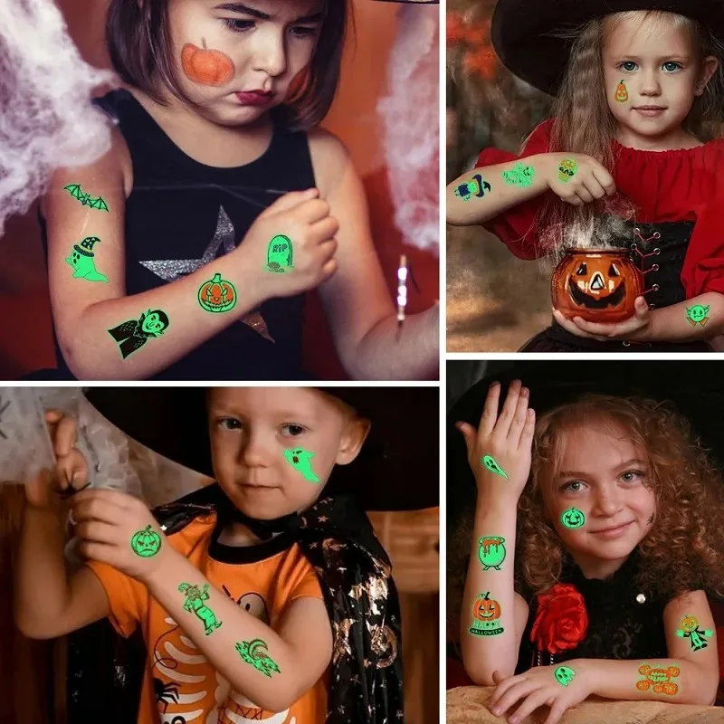 10PCS Children's Temporary Tattoos Glow in The Dark Tattoo Luminous Stickers for Kids Transfer Decal Tattoos Stickers ZS120