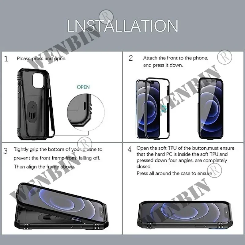 Ultimate 360° Rugged Protective Case with Camera Slide & Stand