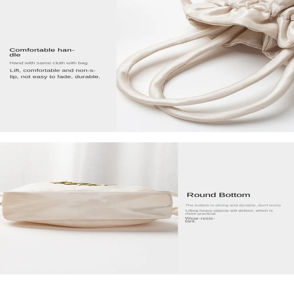 Small Women Bucket Bag Top Handle Ladies Handbag Phone Bag Summer Purse National Style Embroidered Flower Pattern Drawstring Bag