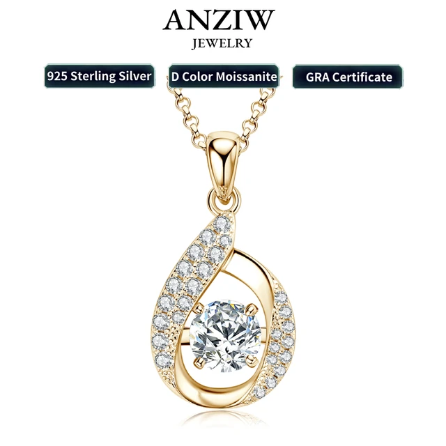 2024 New 6.5mm 1ct Round Moissanite Water Drop Necklace – 925 Silver