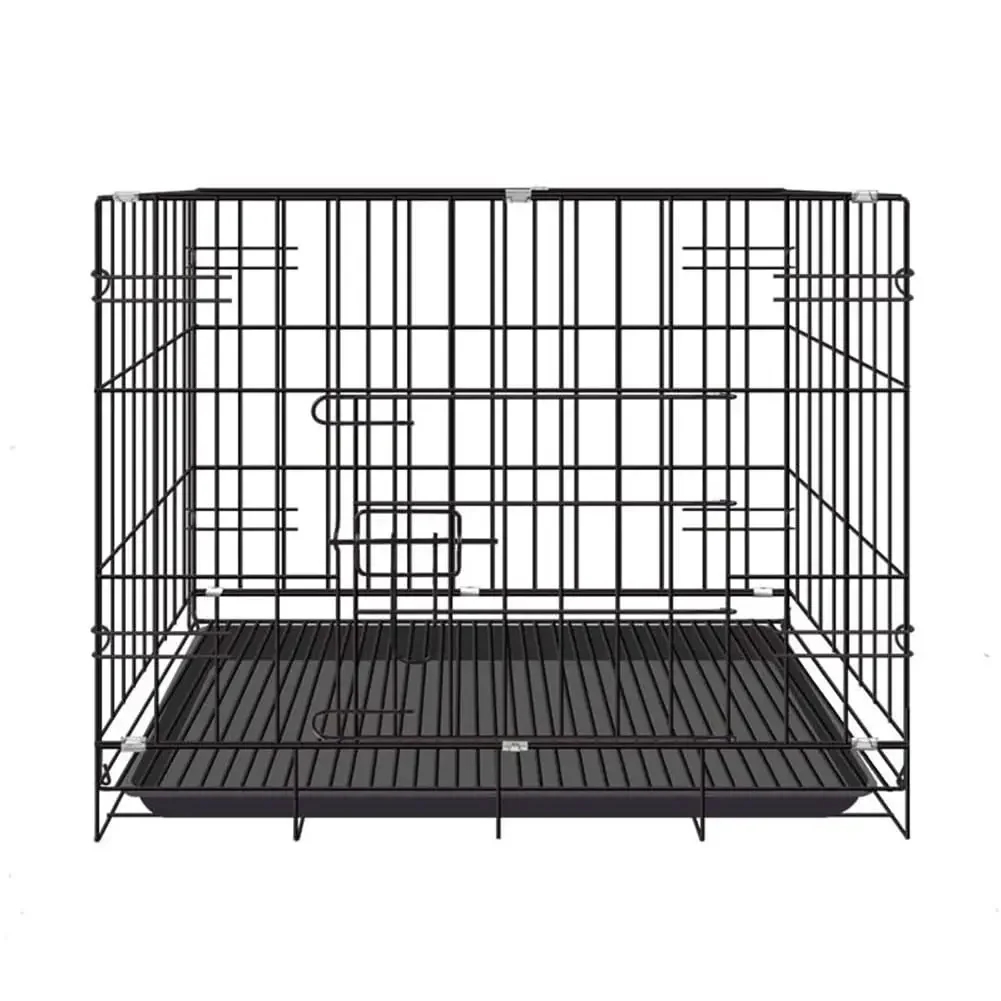 Faltbare Metallkiste mit Auslaufsicherer Schale, Robuster Haustierkäfig, Reißfester Metallzwinger, Laufstall für Hunde, Katzen und Welpen-Training – Detail 2