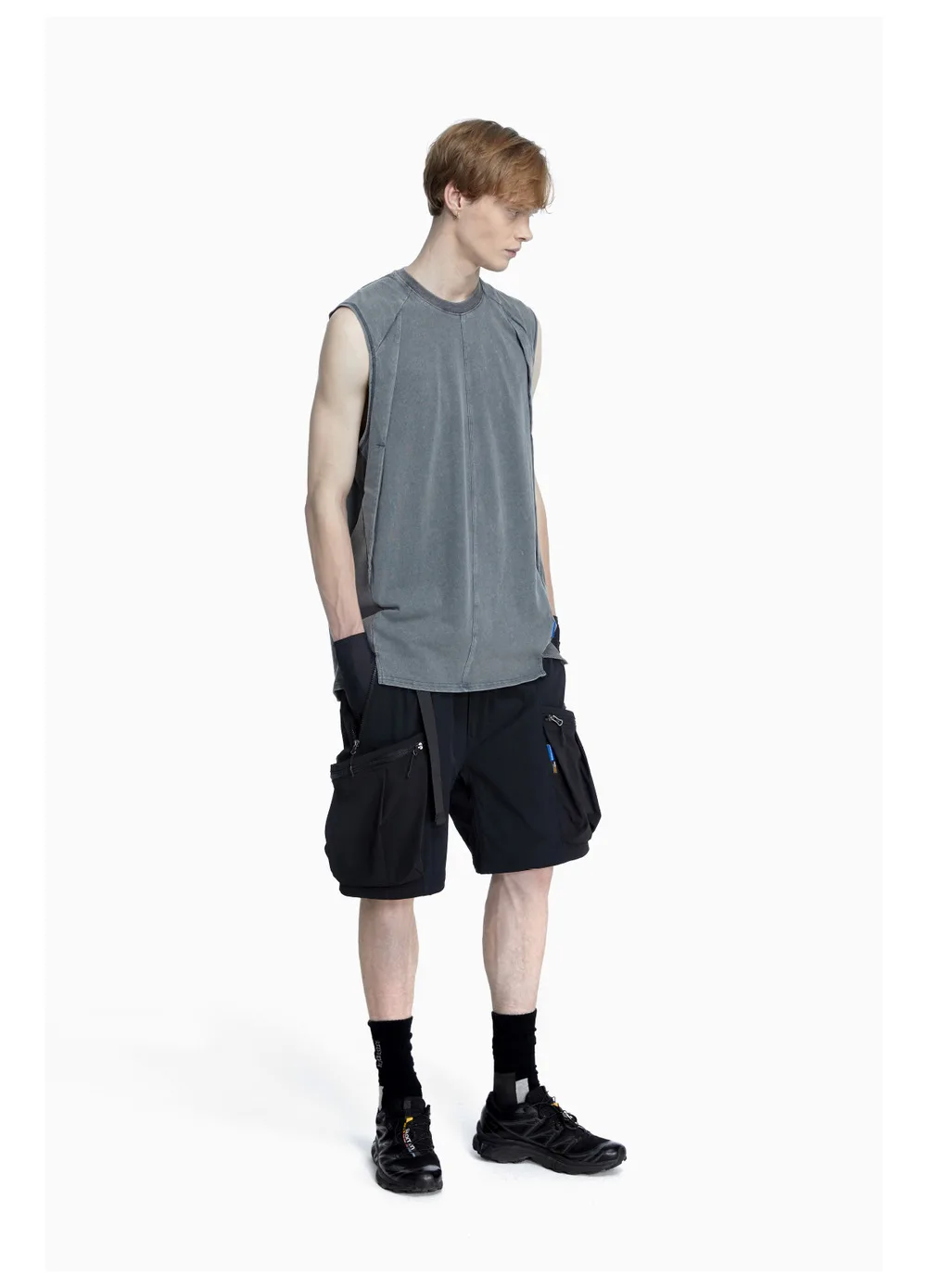 Reindee Lusion 23ss 203 old  texture effects sleeveless t-shirt tanktop 3d cut techwear gorpcore urban outdoor
