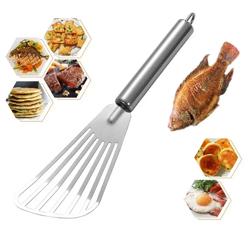 Description Picture 3 of itemStainless Steel Slotted Spatula Fish Flat Fish Steak Slice Frying Spatula Fish Turner Shovel Kitchen Supplies Cookware Cooking