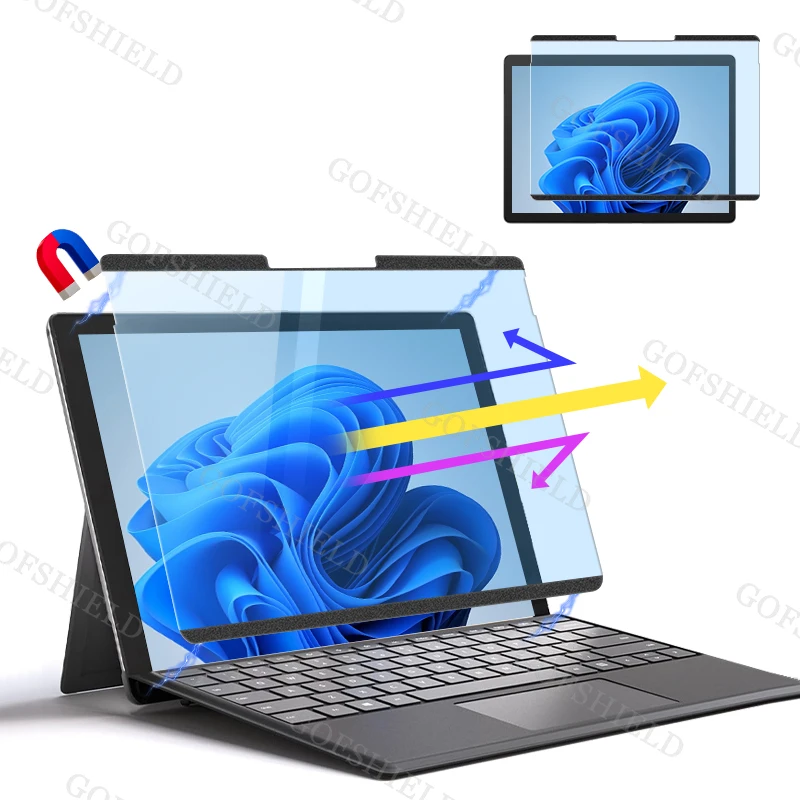 Magnetic Strip Adsorption Blue Light Blocking and Anti-Fingerprint Protector Screen Filter for Surface Pro 4/5/6/7/8/9/X