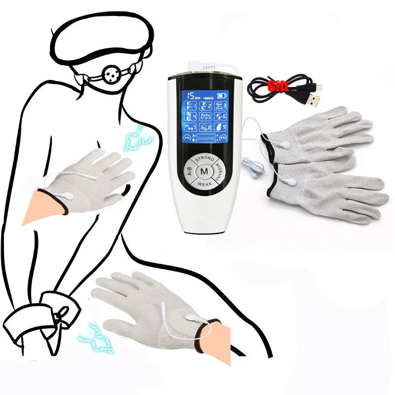 SM Electro Shock Conductive Fiber Elastic Socks/Gloves/Penis Ring E-stim Scrotum Sleeve Electric Body Therapy Couple Sex Toys