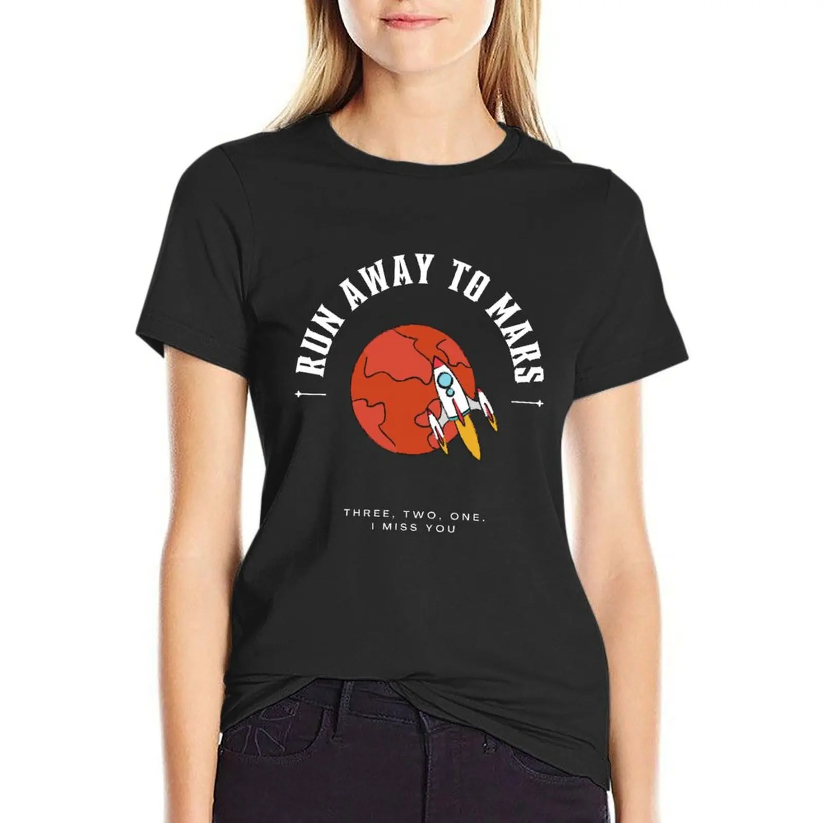 

RUN AWAY TO MARS T-shirt aesthetic clothes vintage clothes summer clothes Women's clothing