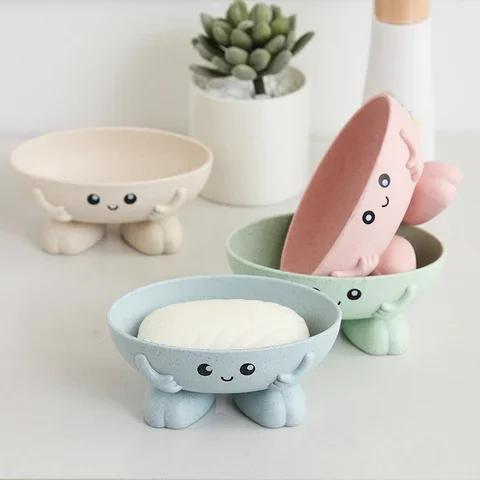 

Eco-friendly Soap Holder Cartoon Shape Storage Box Non-slip Soap Dish Bathroom Supplies 1Pcs