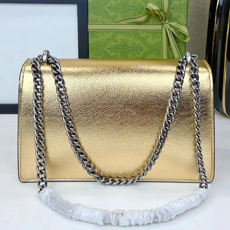 

Vintage frosted cowhide double clamshell chain shoulder bag Women's new clutch stylish multi-functional crossbody bag