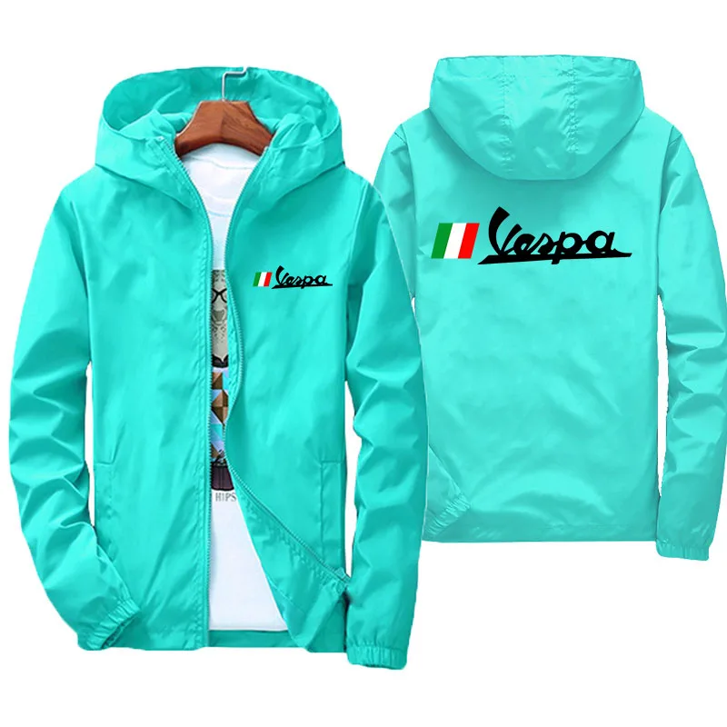 

2024Summer Vespa Battery Car LogoNew Bomber Casual Men's Fashion Outdoor Zipper Ultrathin Sports Clothing For Sun Protection