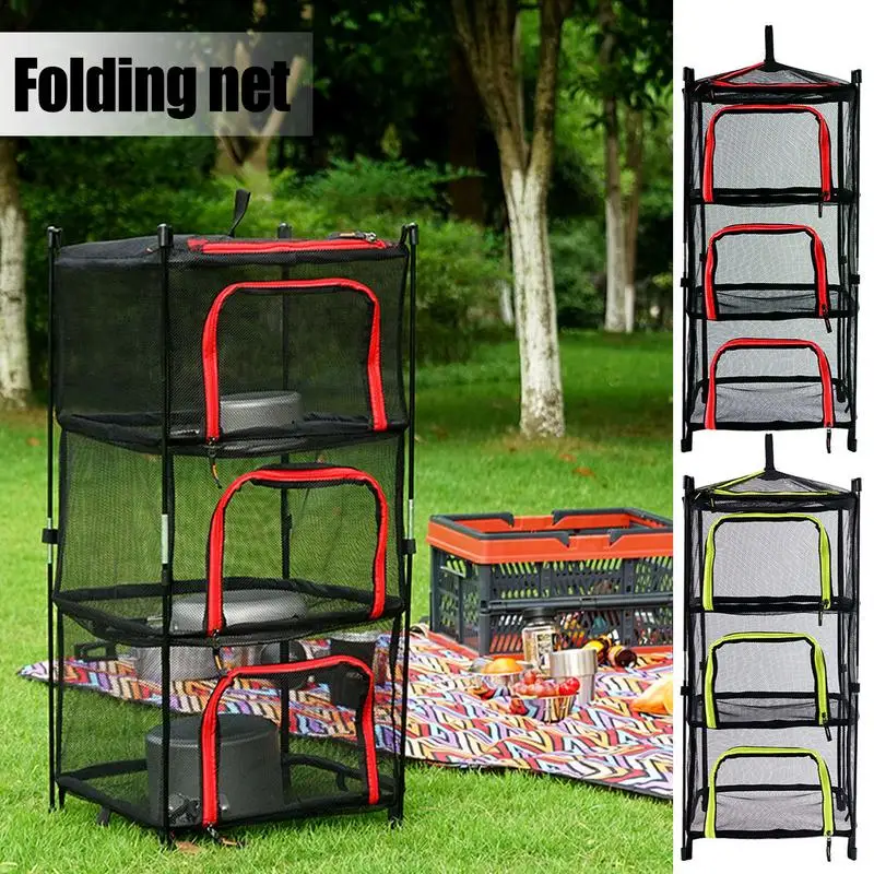

Outdoor Foldable Hanging Mesh Anti-insect Drying Storage Net Rack 4-Layer Storage Nets Multi-Functional Sun Hanging Nets