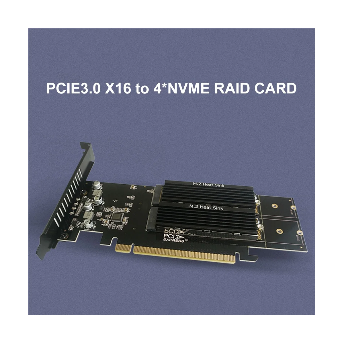 

PCIe к M2 Адаптерная карта, PCIE X16 4 порта M2 NVME M Key SSD Плата расширения PCI Express с радиатором