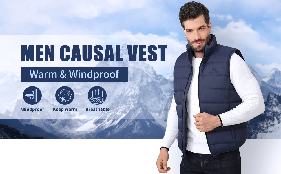 Description Picture 2 of itemGOLDEN CAMEL Puffer Hiking Vest for Men Quilted Men's Winter Coats Padded Sleeveless Jackets Gilet Casual Work Travel Camping