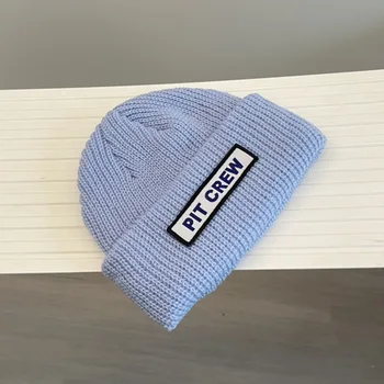 Baby Autumn Winter Knit Hat Letter Print Beanie For Newborn Rib Knitted Cap for Toddler Girls Boys Warm Hat Baby Accessories 4