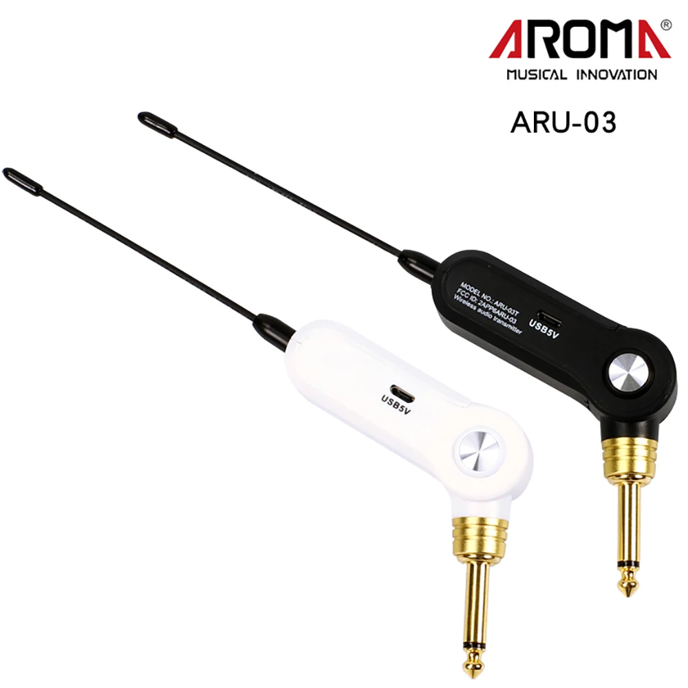 

AROMA ARU-03 UHF Wireless Guitar Transmission System Transmitter Receiver Rechargeable Battery for Bass Guitar Wireless System