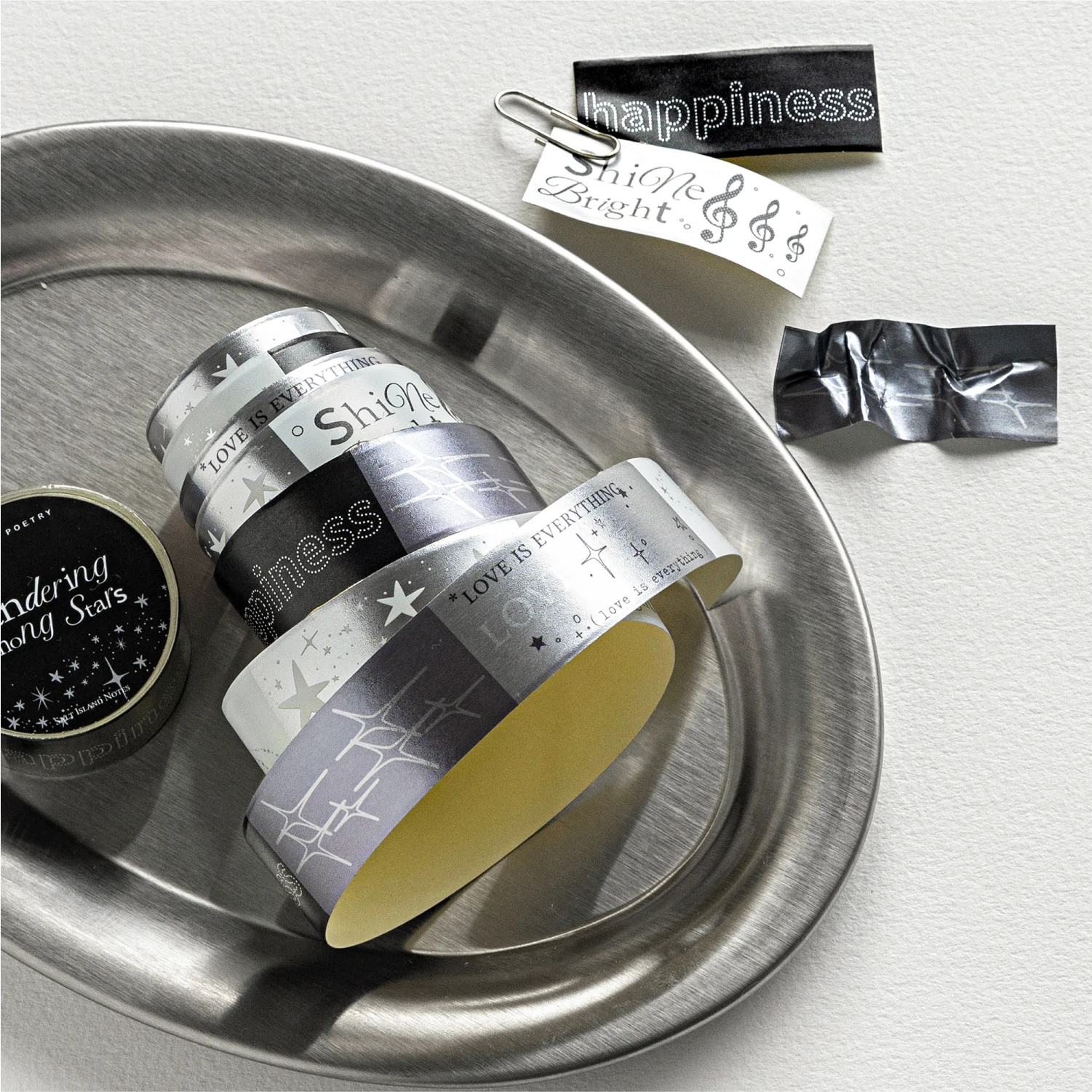 20mm * 2m 솔트 아일랜드 다이어리 시리즈 카와이 인스 플래시 샌드 레이저 실버 와시 테이프 창의적인 핸드북 스크랩북 재료