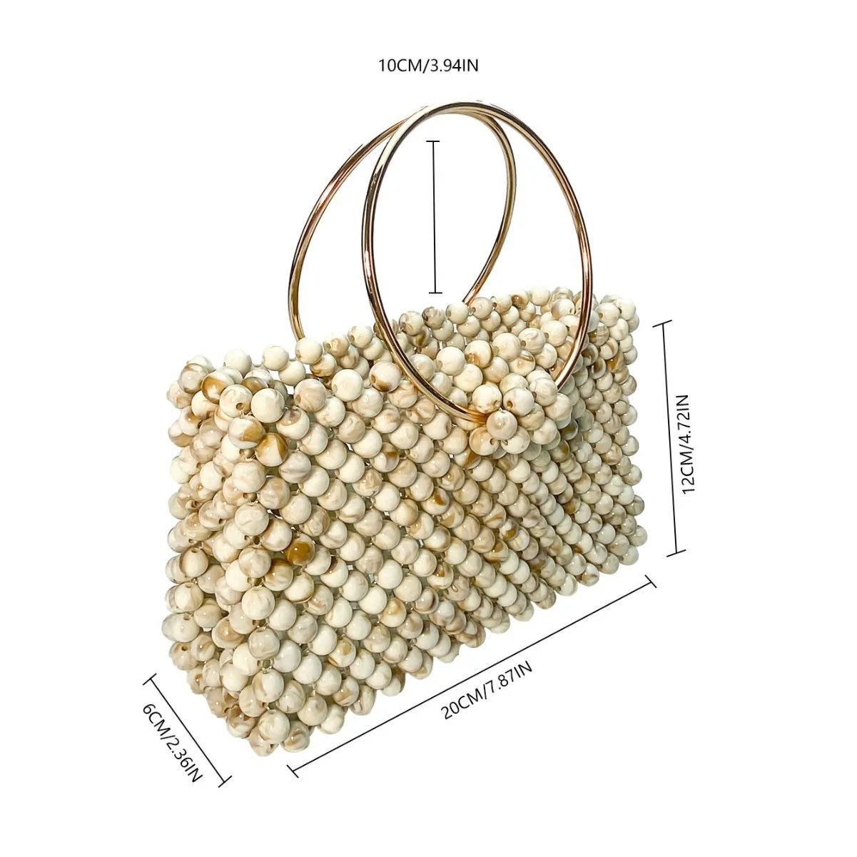 Hand-woven Beaded Bag Ladies Handmade bead Bags Dinner Bag Women's Fashion Retro Color Matching Handbag Part Totebag