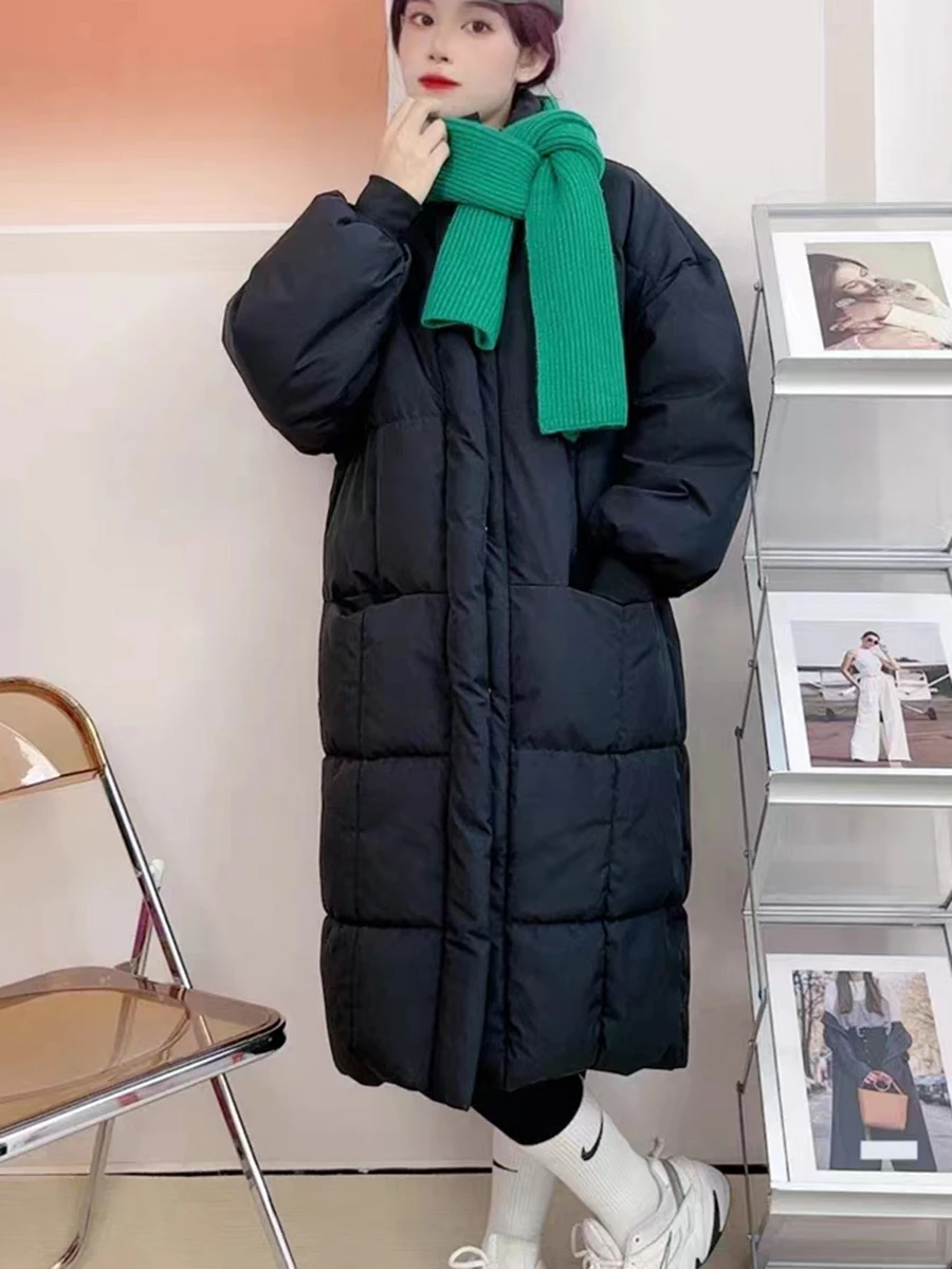 

2023 Winter Down Jackets Long Womens Ultra Light Thin Casual Coat Puffer Jacket Slim Remove Hooded Parka Loose Warm Zipper Coat