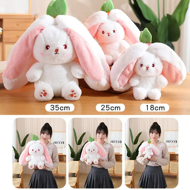 Jouets en peluche lapin transformés pour enfants, carotte, Harvey, lapin,  peluche douce, longues oreilles, beurre, intéressant, sac, cadeau pour  filles, 1 pièce - AliExpress