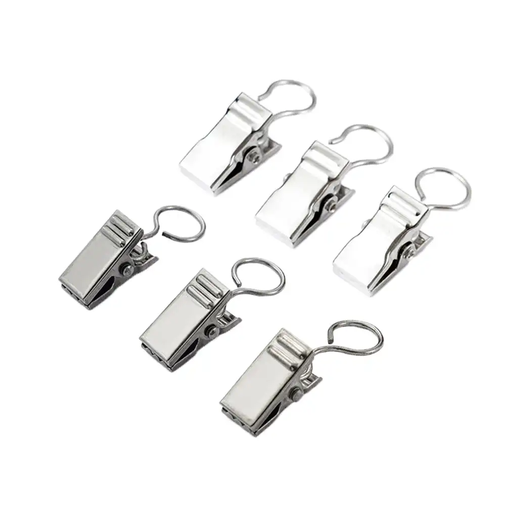 Curtain Clips 20PCS/Set Window Curtain Metal Steel Hook Clips Shower Curtain Alligator Clips Tapestry Anti Slip Crocodile Hook