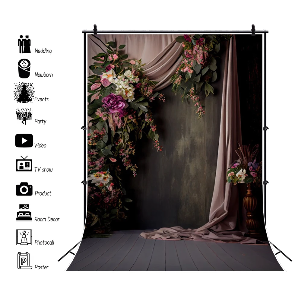 Photo Backdrop Wedding Backdrop for Photography Vintage Wall Curtain Flower Bridal Shower Pregnant Art Photo Background Decor Photo Studio Prop