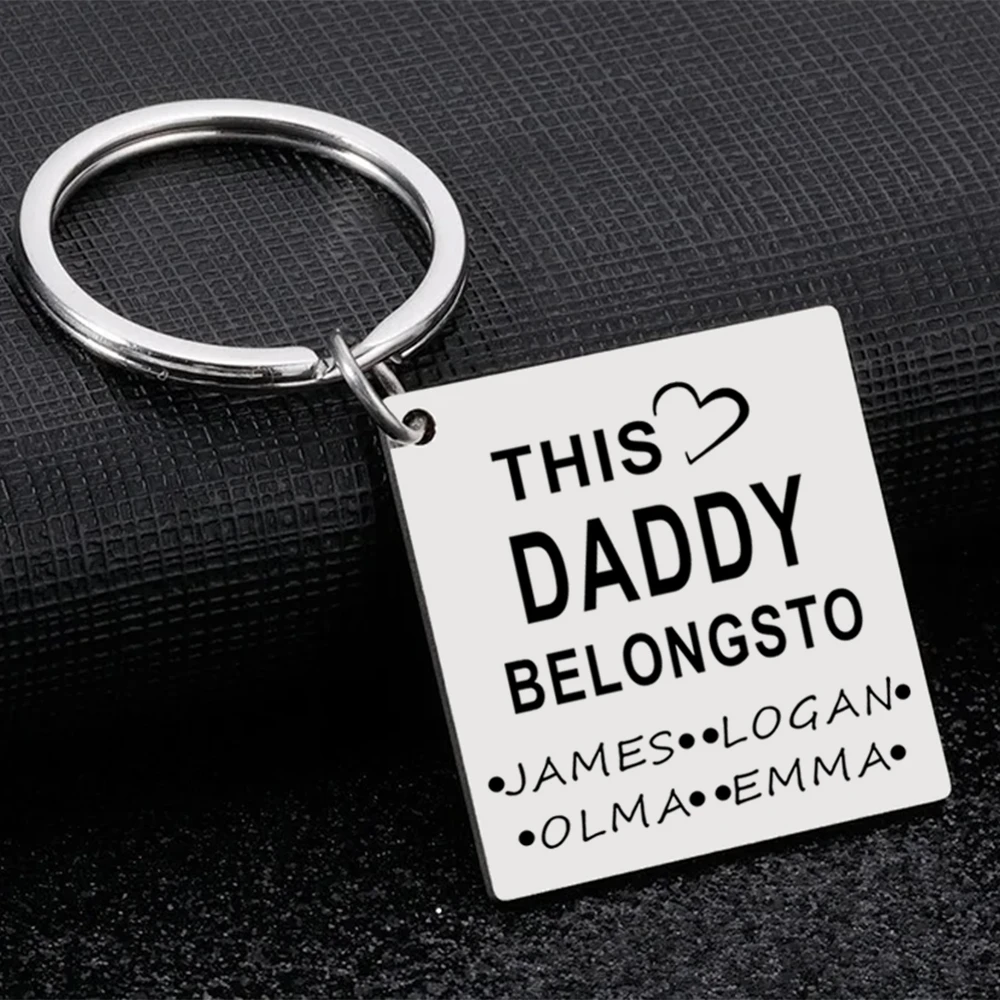 Personalized Gift for Kids Fashion Stainless Steel Father's Day Keychain Gift for Dad Family Keyring Custom Key Chain for Kids personalized custom name birthstone copper beaded round pattern necklaces dad g shaped pendant family jewelry father s day gifts