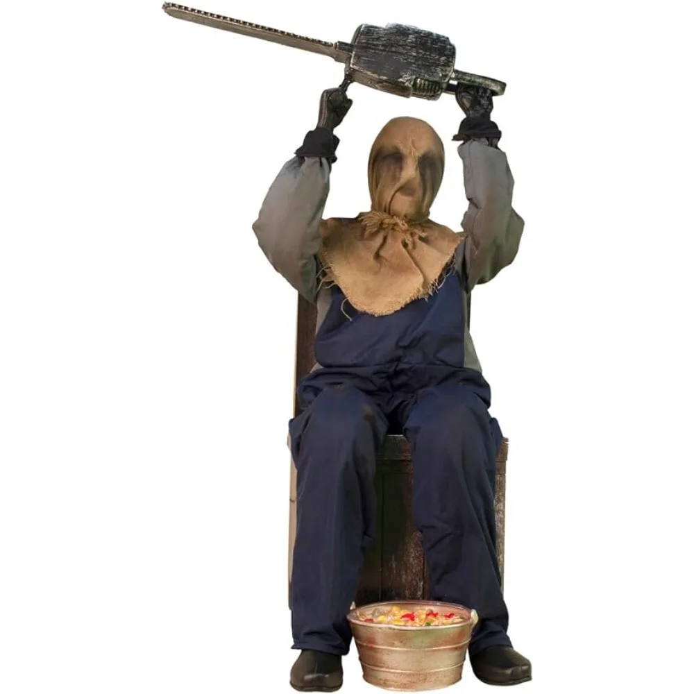 

Motion-Activated Chainsaw Rusty, Jump-Scare Animatronic for Halloween Party Prank Decoration, Plug-in or Battery Operated